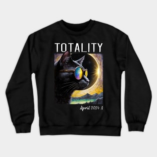 Total Solar Eclipse April 8, 2024 - Cool Cat Crewneck Sweatshirt